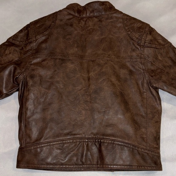 Baby GAP Faux Leather Moto Bomber Jacket Toddler Brown Sz 2 Years - Picture 6 of 15